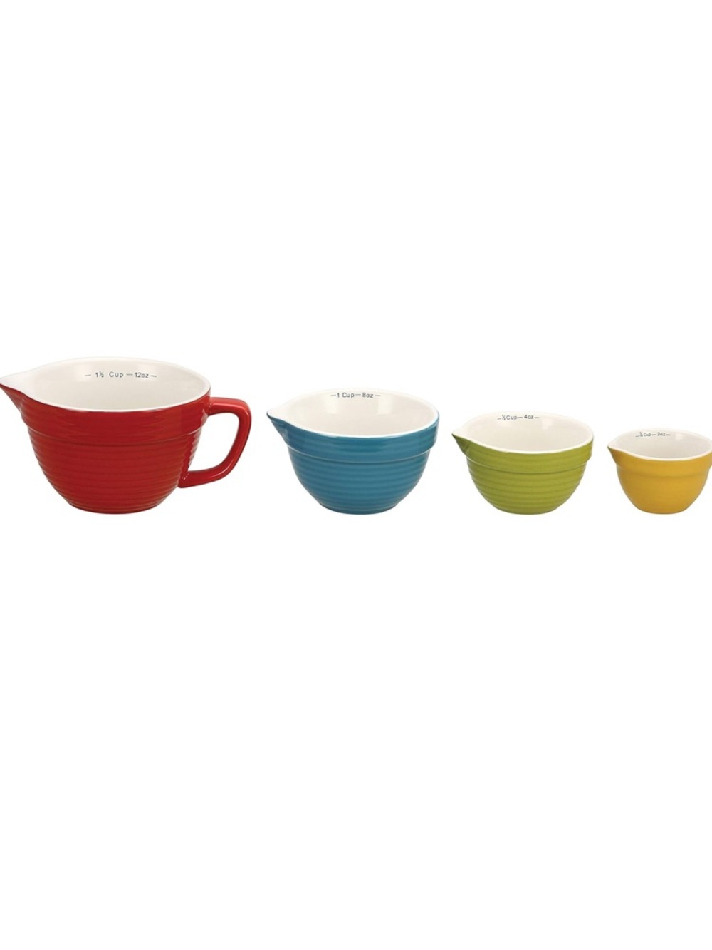 Creative Co-Op Bowl Shaped Measuring Cups (Set of 4 Sizes) Blue Yellow Green Red